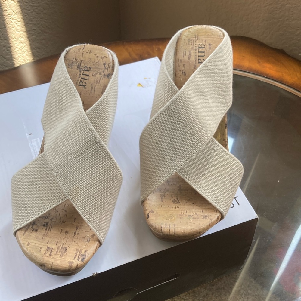 Anita Cream Wedges with Chic Crossover Design